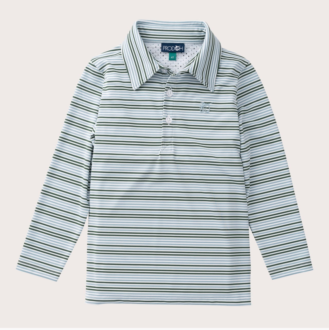 Long Sleeve Pro Performance Polo Arona Camping Green Stripe
