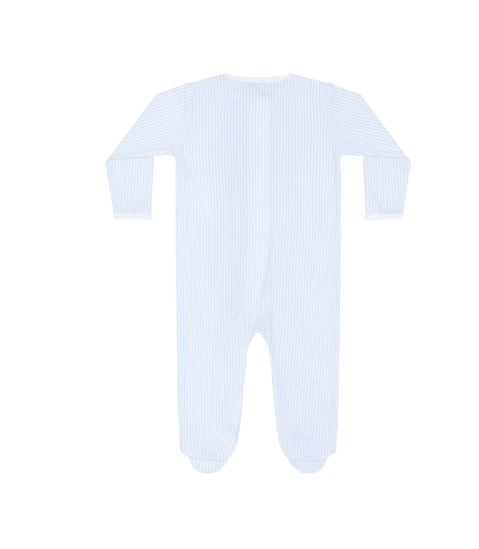 Blue Classic Stripes Zipper Footie