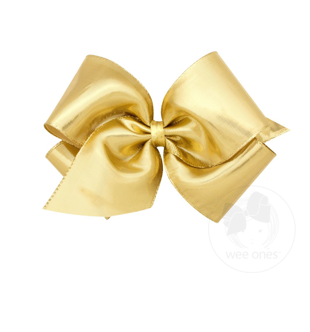 King Gold Metallic Overlay Girls Hair Bow