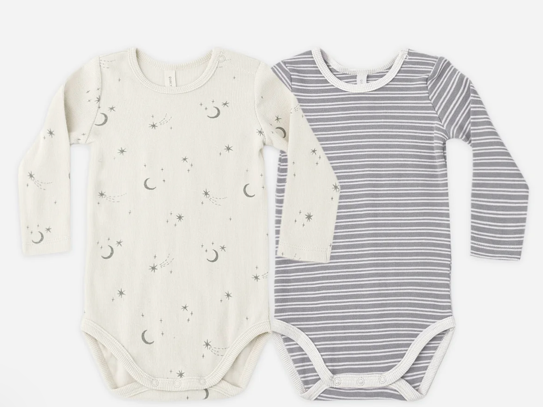 Ribbed Body Suit 2-Pack Microstripe, Celestial