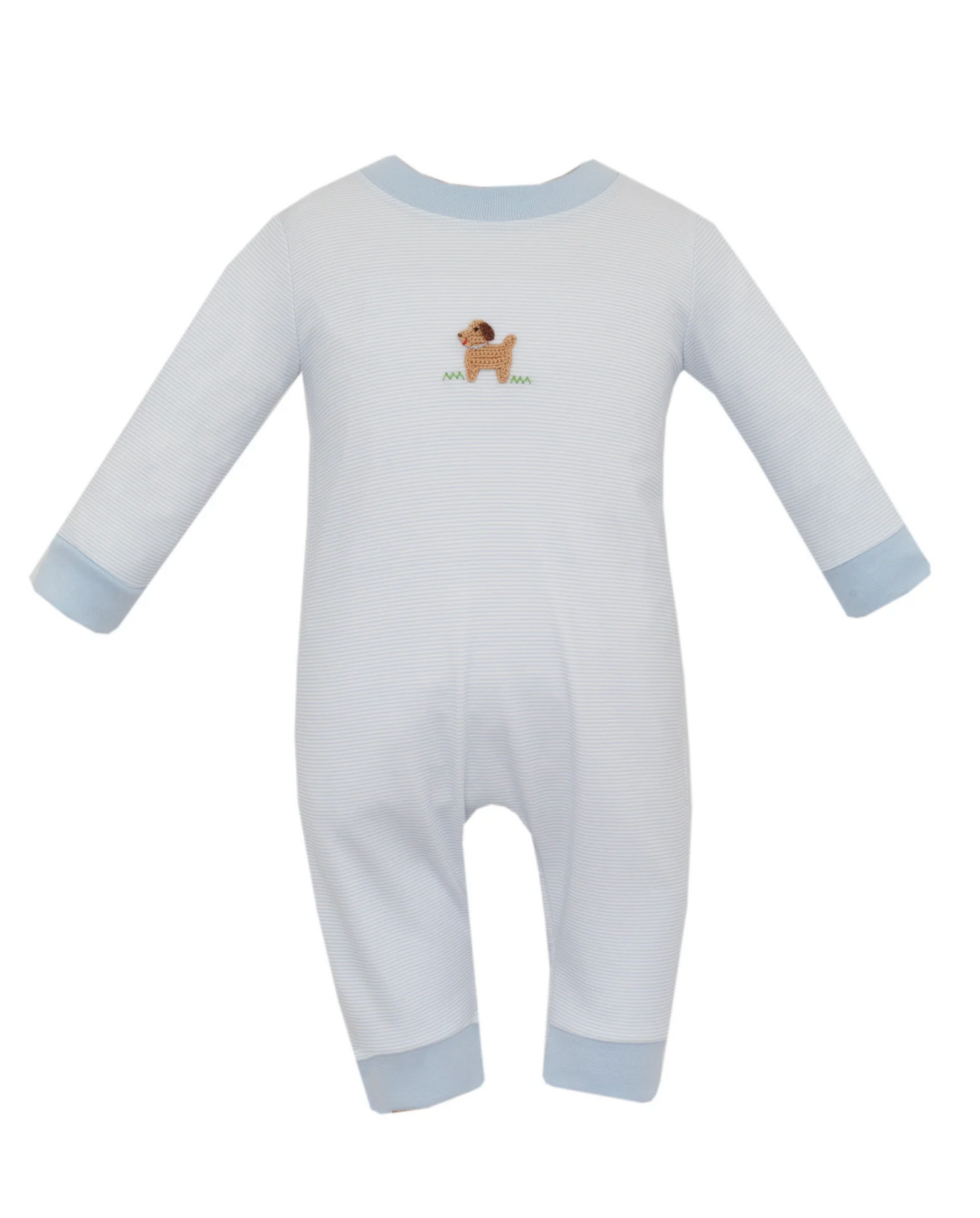 Light Blue Stripe Puppies Romper
