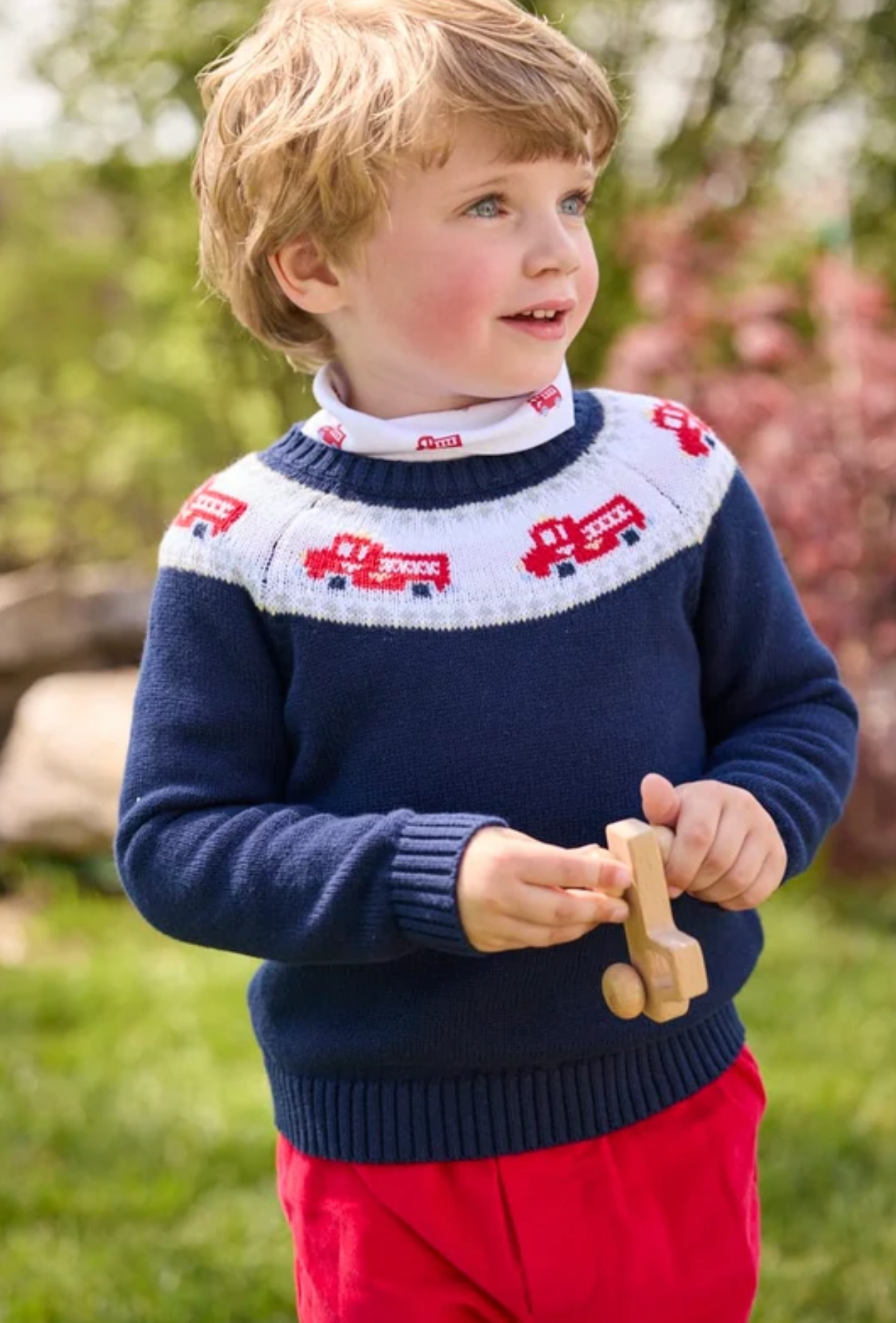 Printed Turtleneck- Fire Trucks
