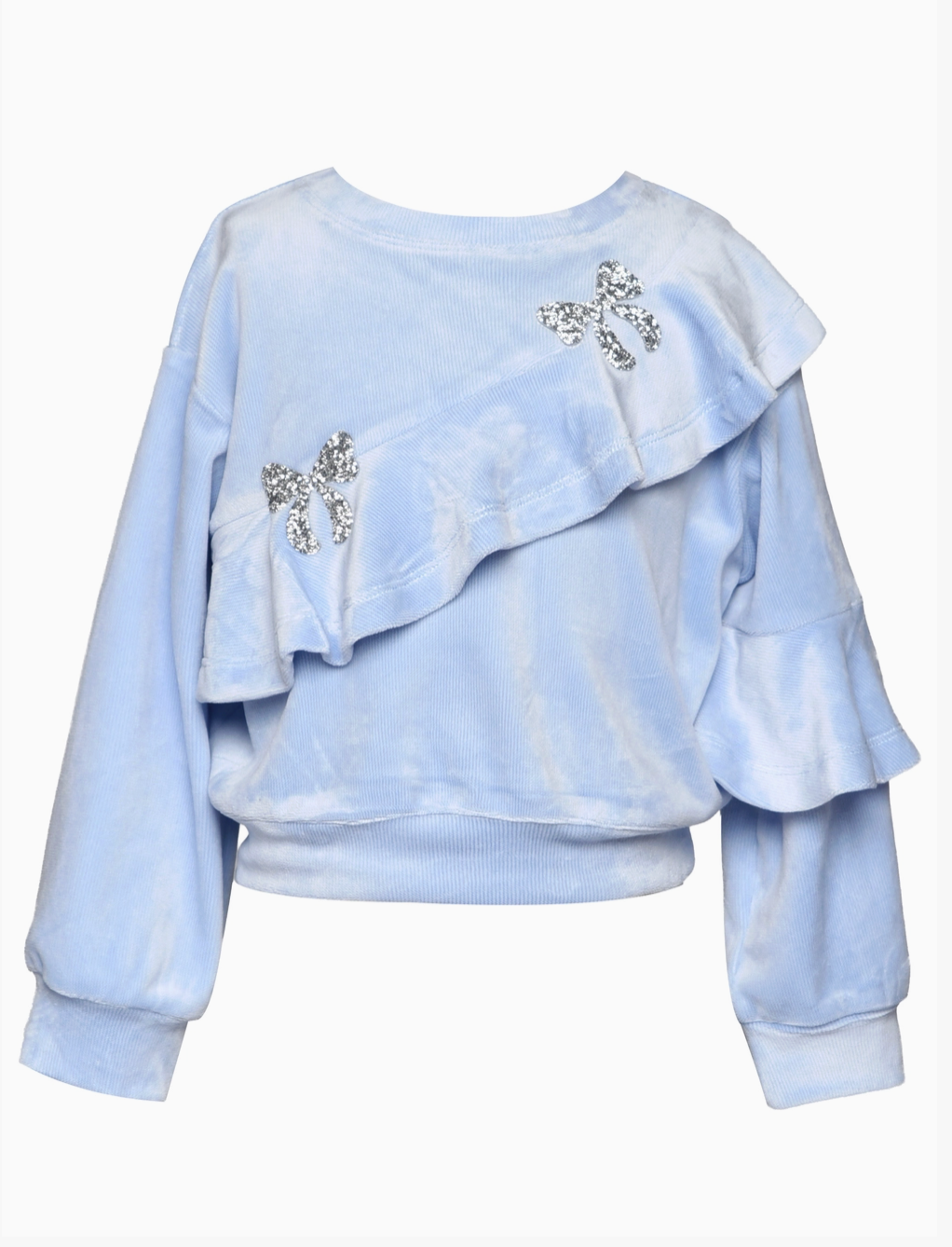 Velour Ruffle Bow Top
