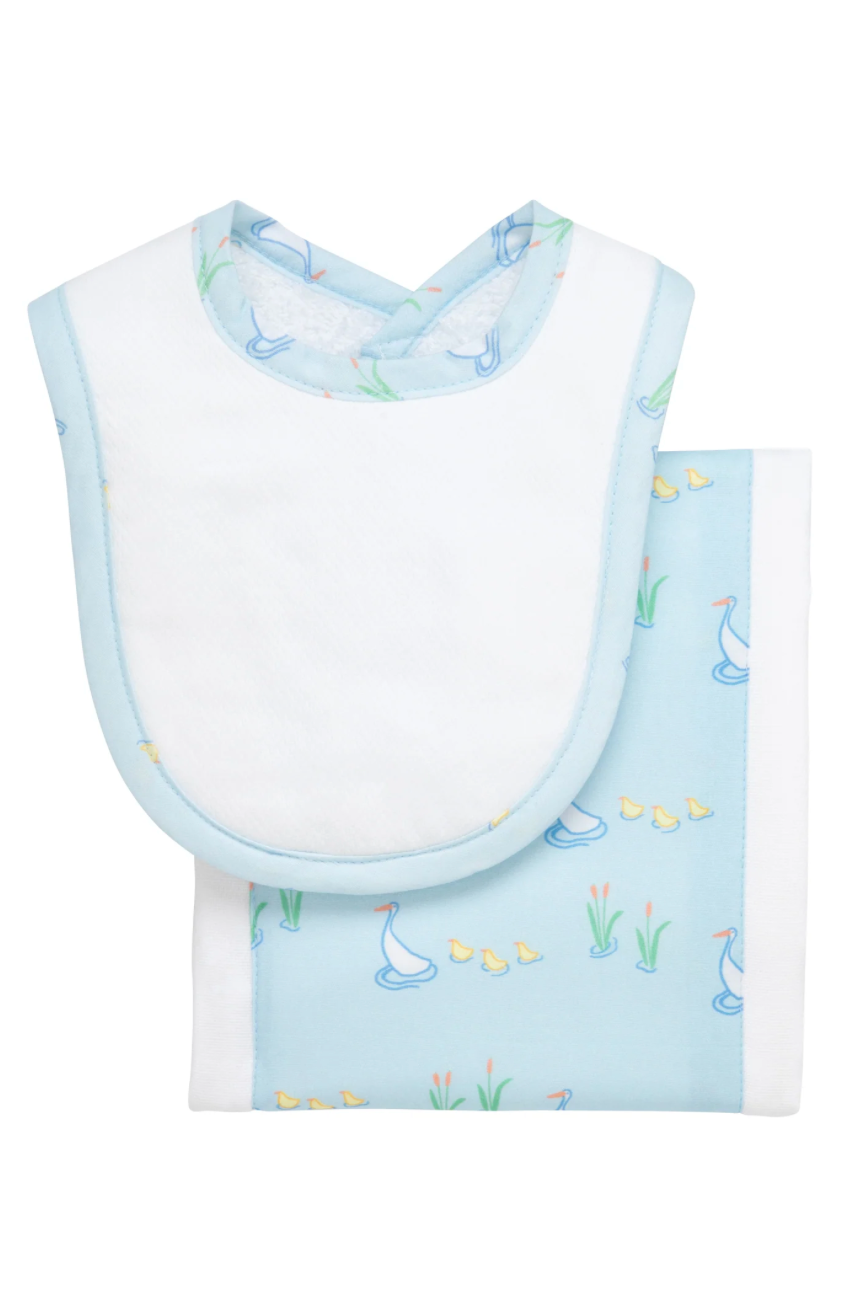 Duck Print Drooler Bib & Burp Set