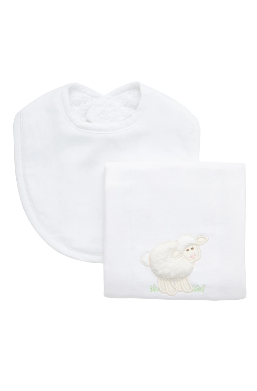 Lamb Basic Bib & Burp Boxed Set, White