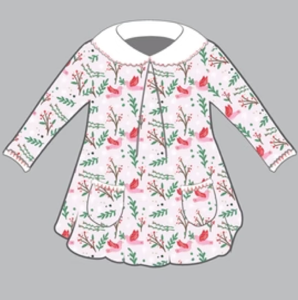 Long Sleeve Pocket Twirl- Turtle Doves