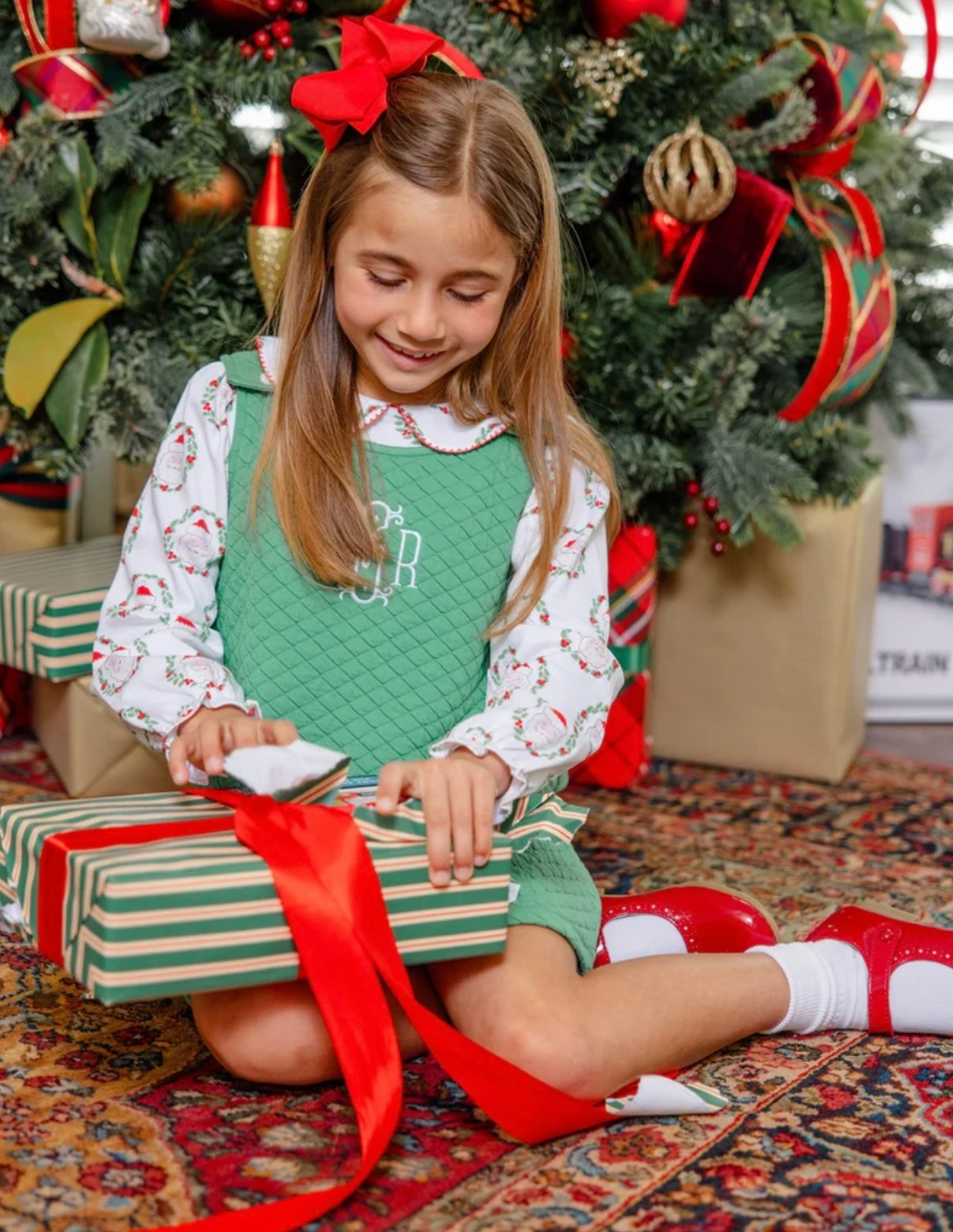 Maude's Peter Pan Pima Set North Pole Portrait/Richmond Red Stripe