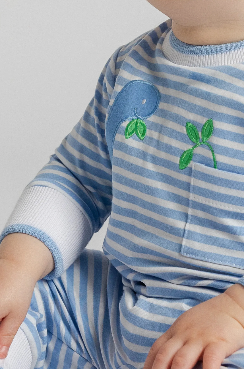 Stripe Knit Longall with Dinosaur