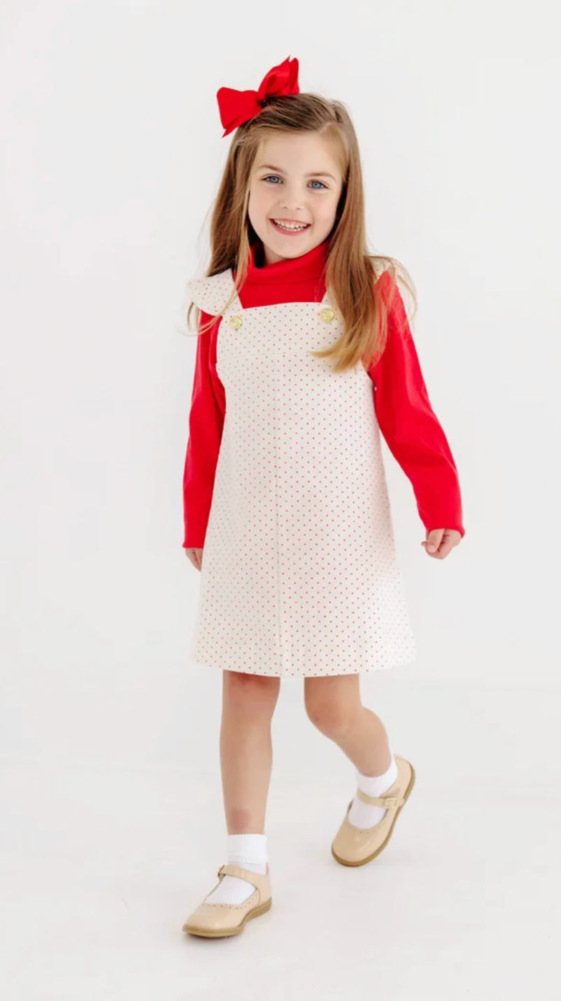 Julia Jumper Corduroy Palmetto Pearl and Richmond Red Microdot