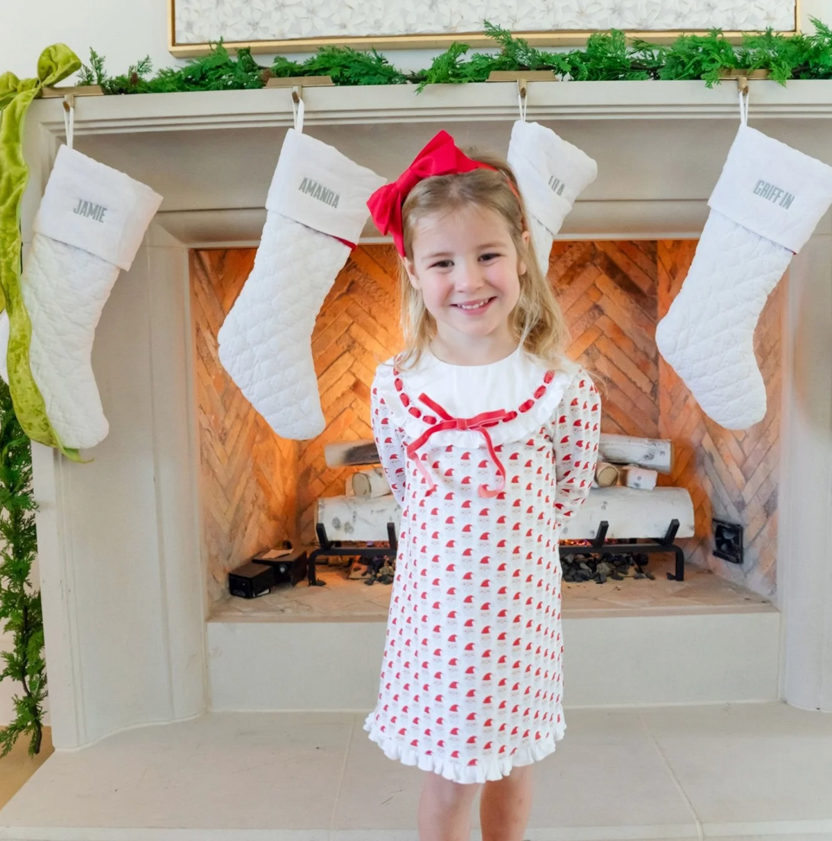Emersyn Girls Dress- Whimsical Santa