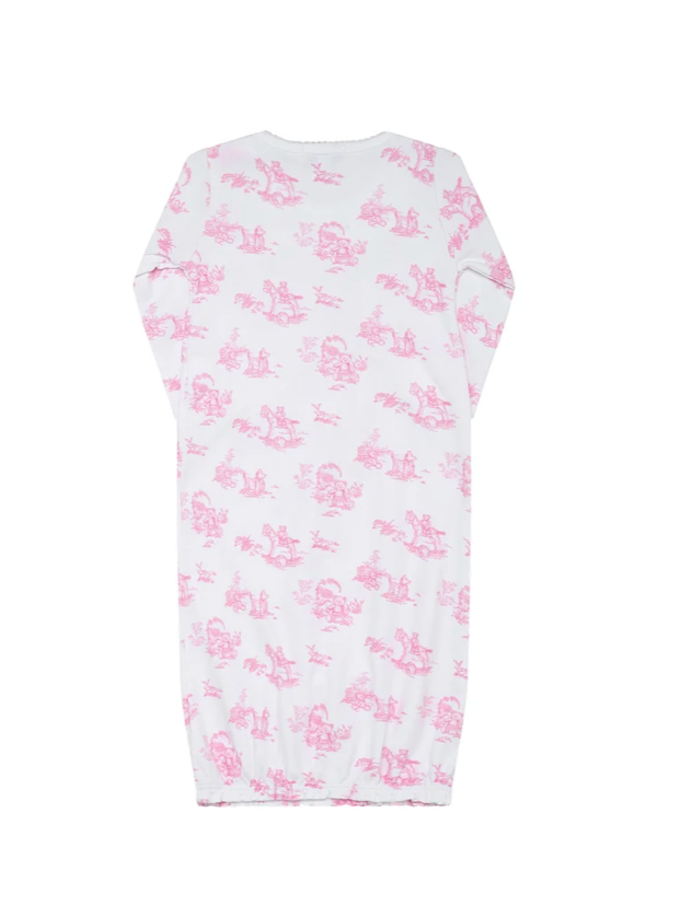 Pink Toile Baby Gown