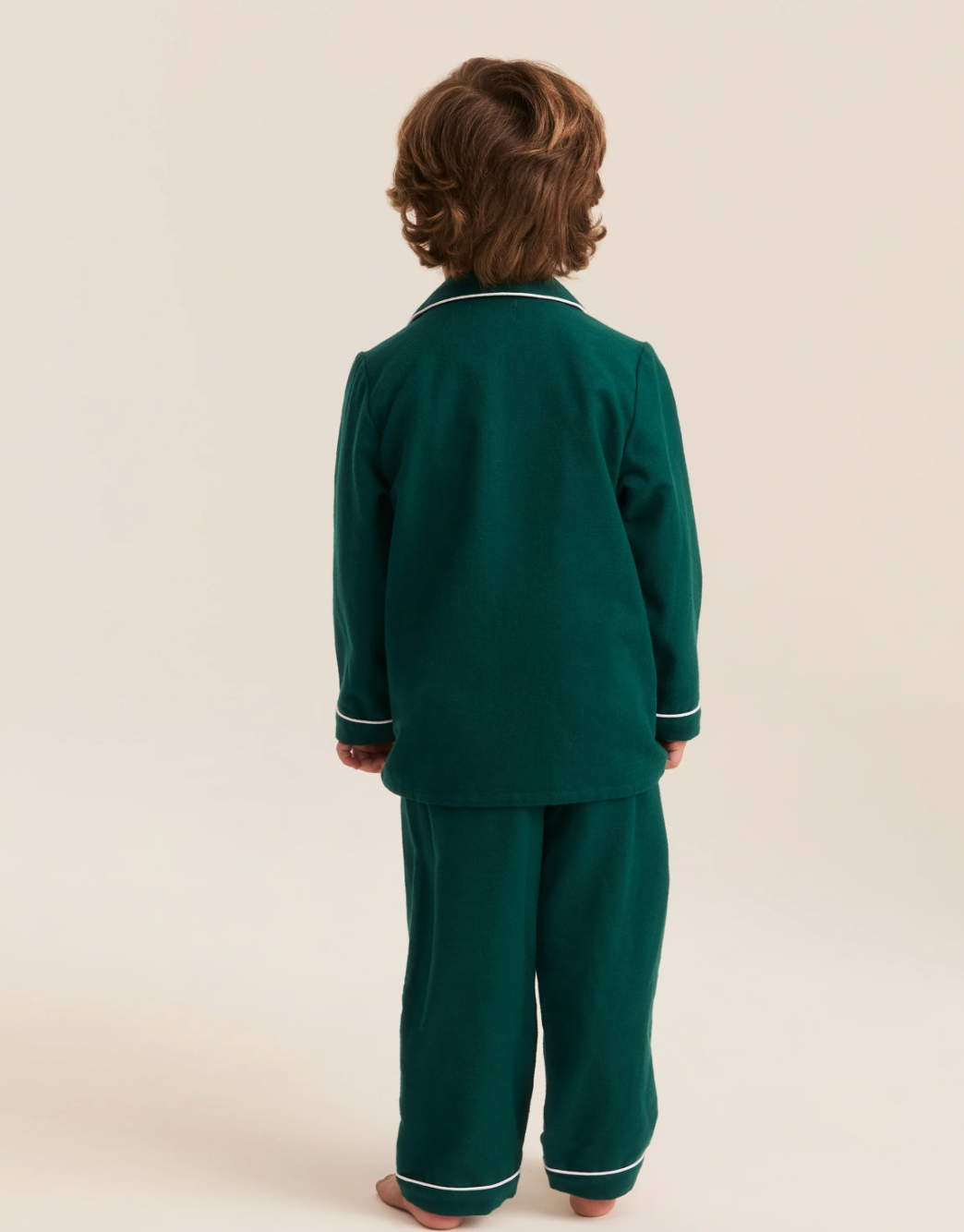 Kid's Flannel Pajama Set in Hunter Green