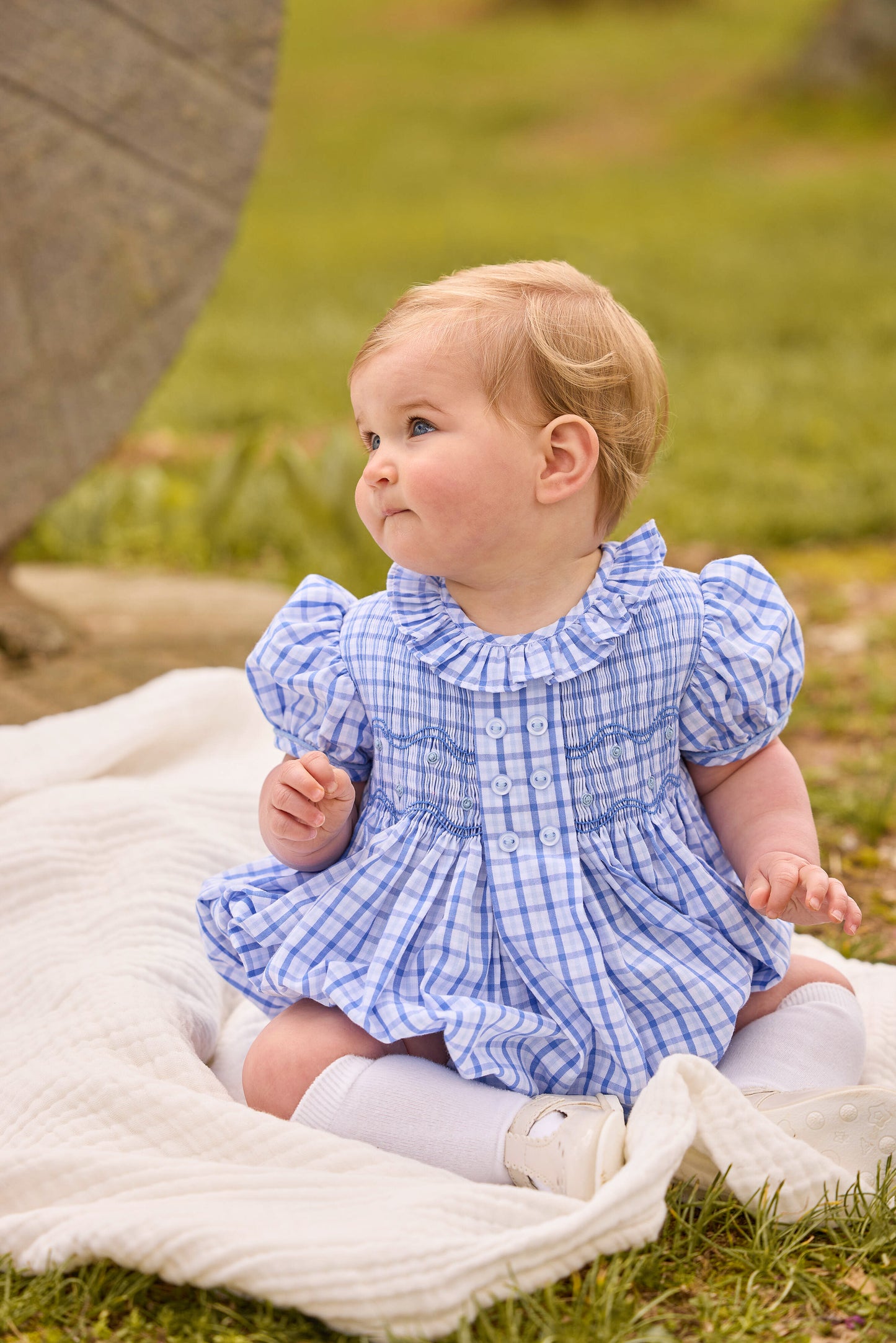 Smocked Bridget Bubble Woodberry Plaid