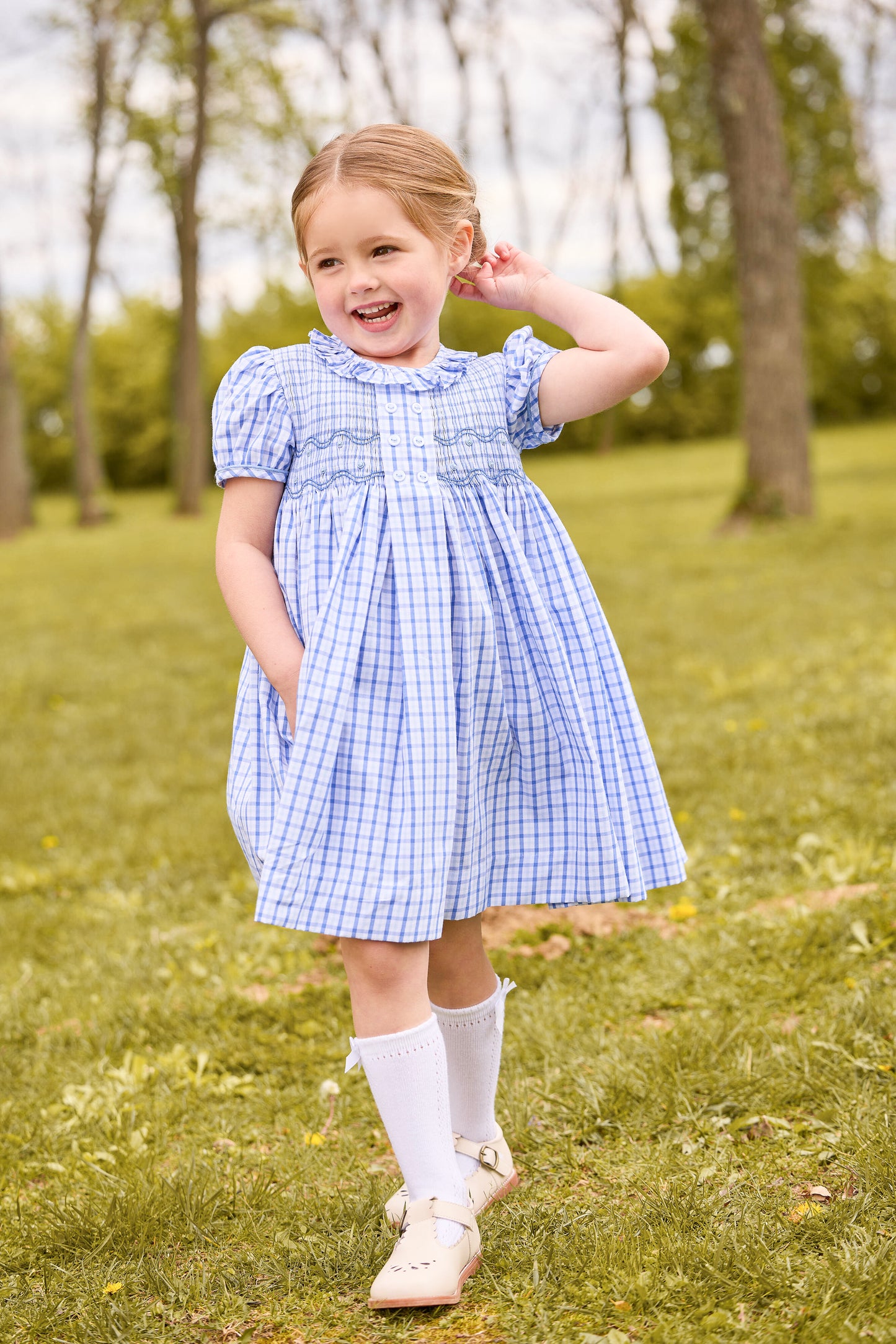 Smocked Bridget Dress Woodberry Plaid
