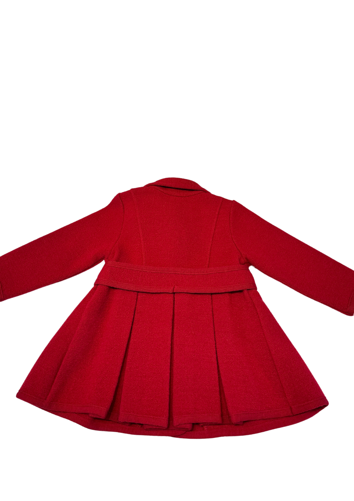 Red Triple Pleat Back Coat