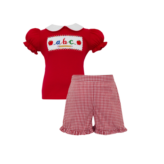 ABC Girls Red Gingham Short Set