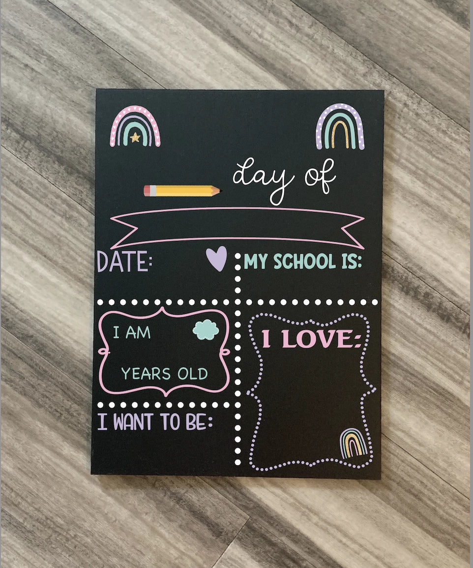 Boho Rainbow Back To School Chalkboard Sign