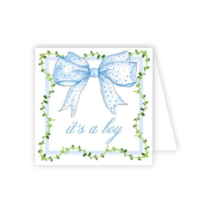 Handpainted It's a Boy Blue Bow Enclosure Card