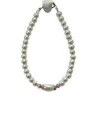 Pearl Bracelet w White Pearl and Pink Crystals