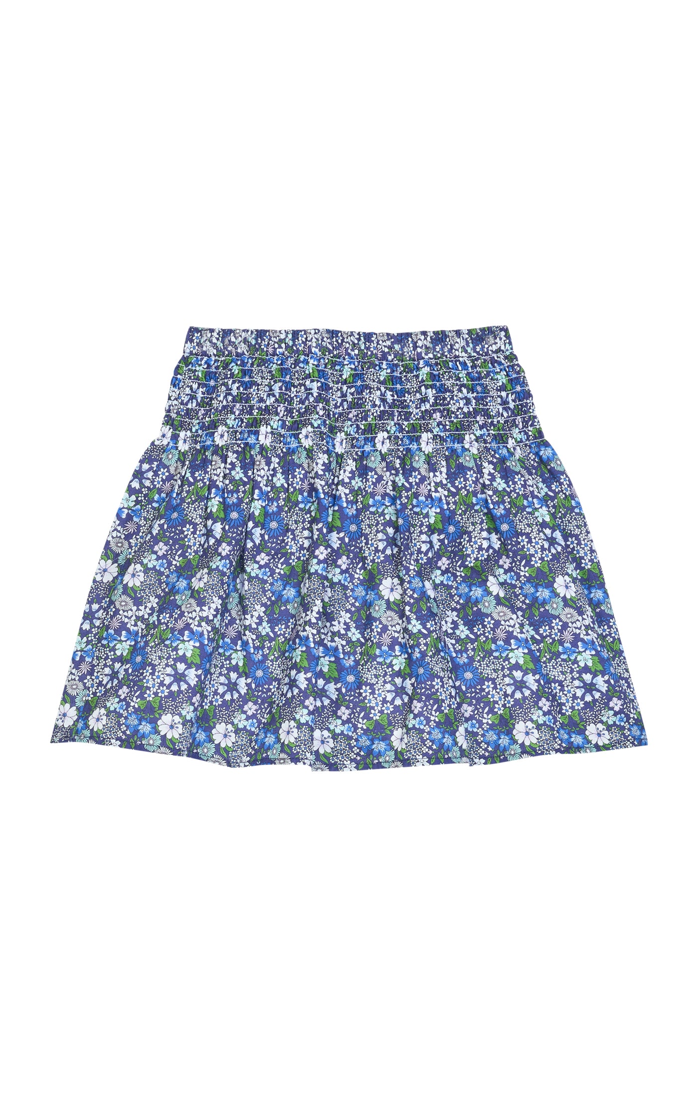 Shirred Circle Skirt - Brookline Blossoms Blue