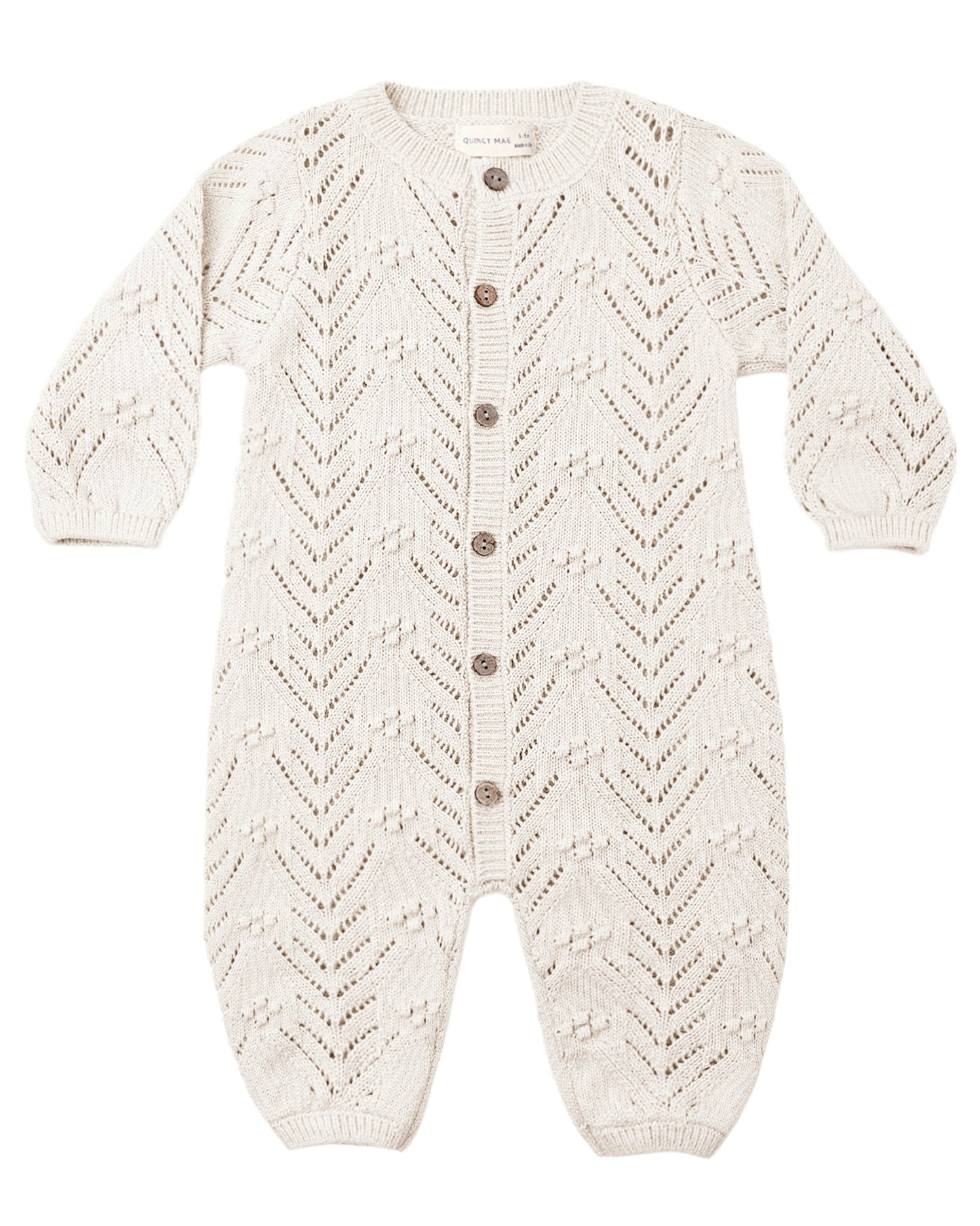 Long Sleeve Bubble Romper- Heathered Oatmeal