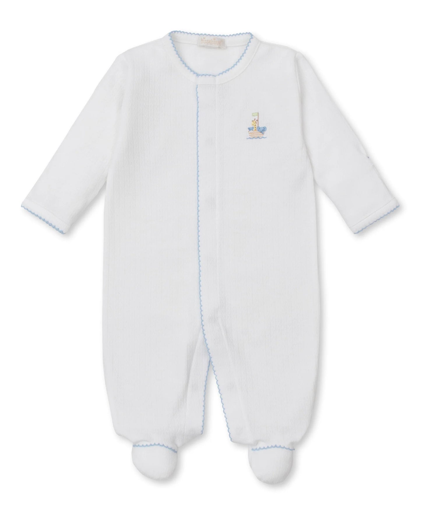 Premier Noah's Footie w/ Hand Embroidery White/Blue