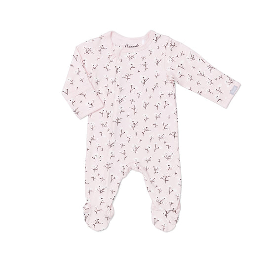 Mauve Floral Zipper Footie