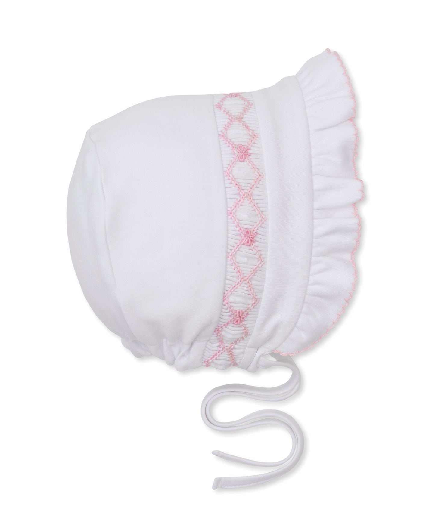 White Smocked Bows Bonnet