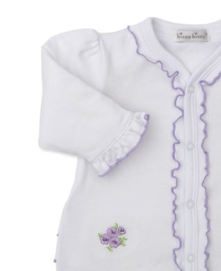 Roses and Blooms Footie with Hat- White/Lilac