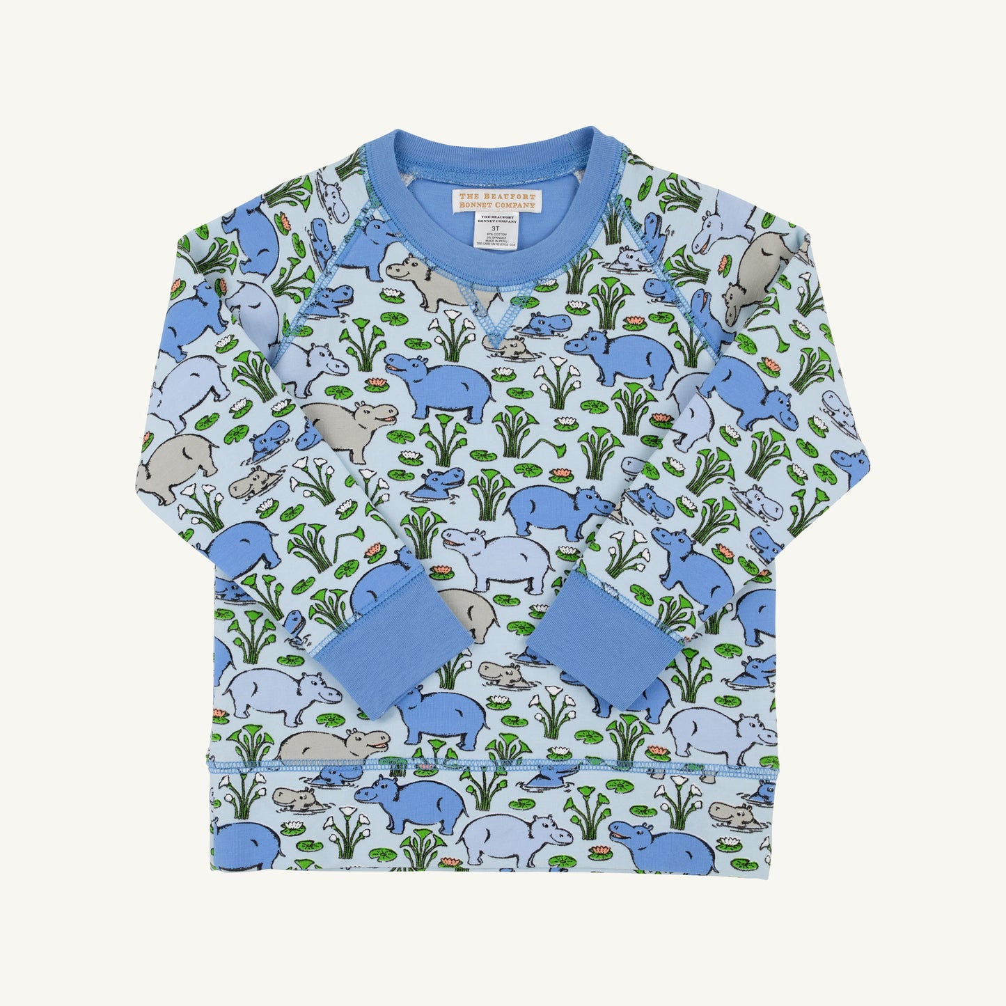 Cassidy Comfy Crewneck French Terry Bal Harbour Hippo (Beale St. Blue)