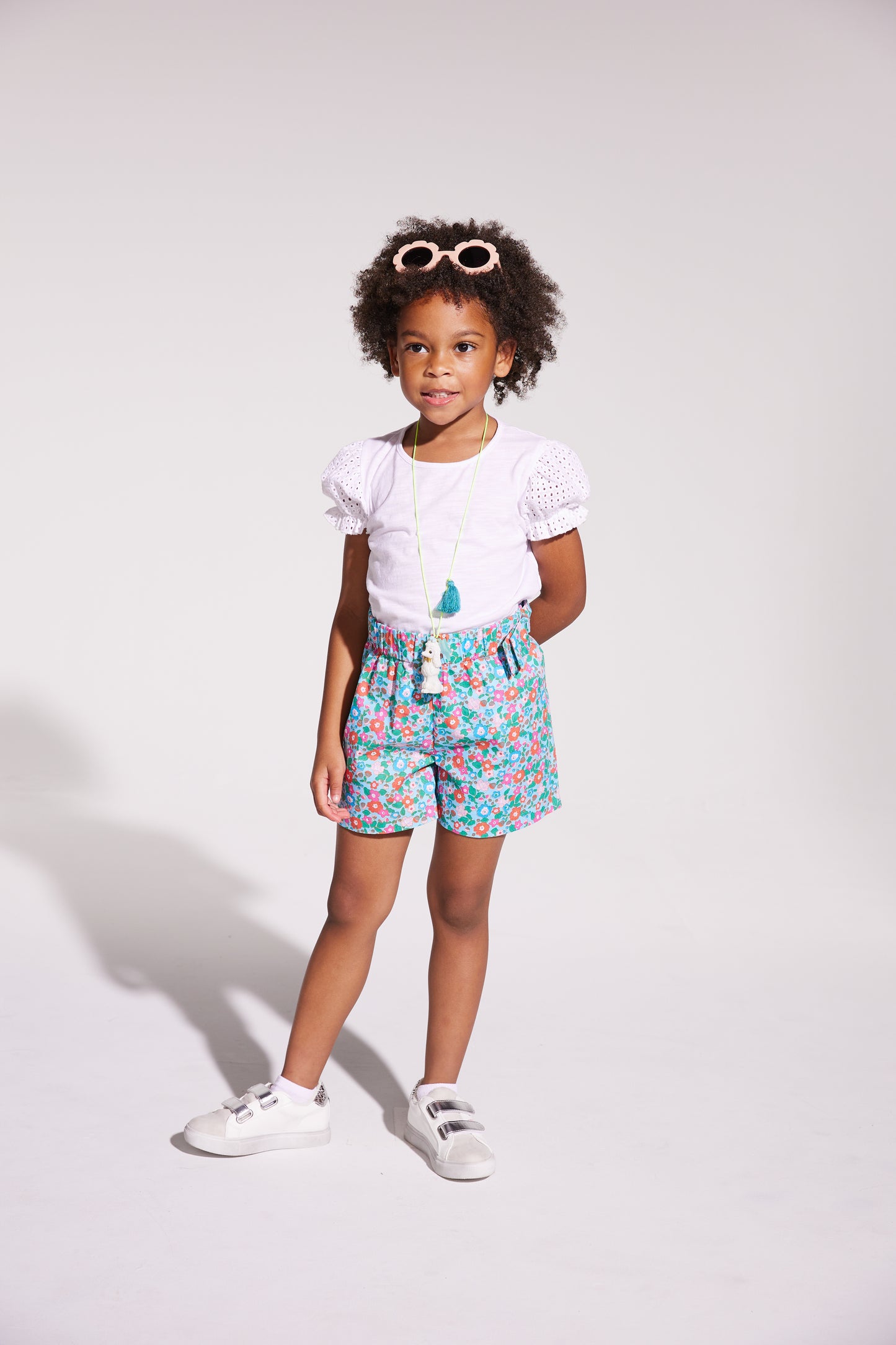 Contrast Sleeve White Eyelet Tee