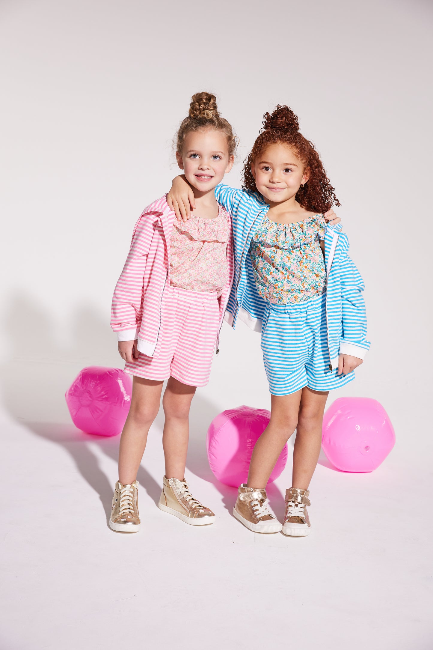 Pink Stripe Hoodie Short Set