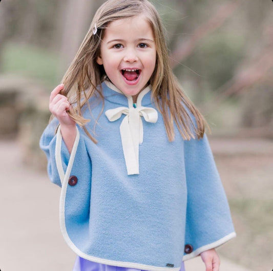 Light Blue Cape with Winter White Trim