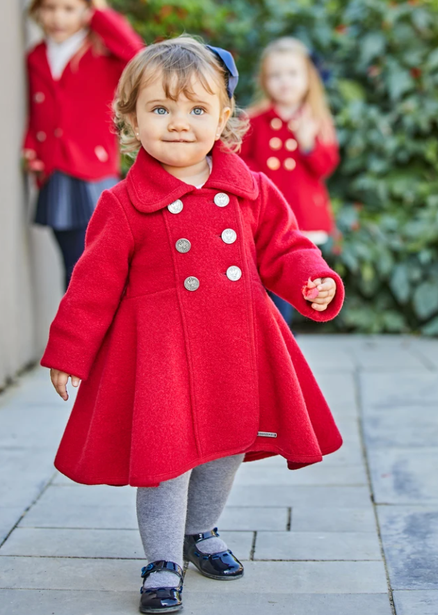 Red Circle Skirt Twirl Coat Red