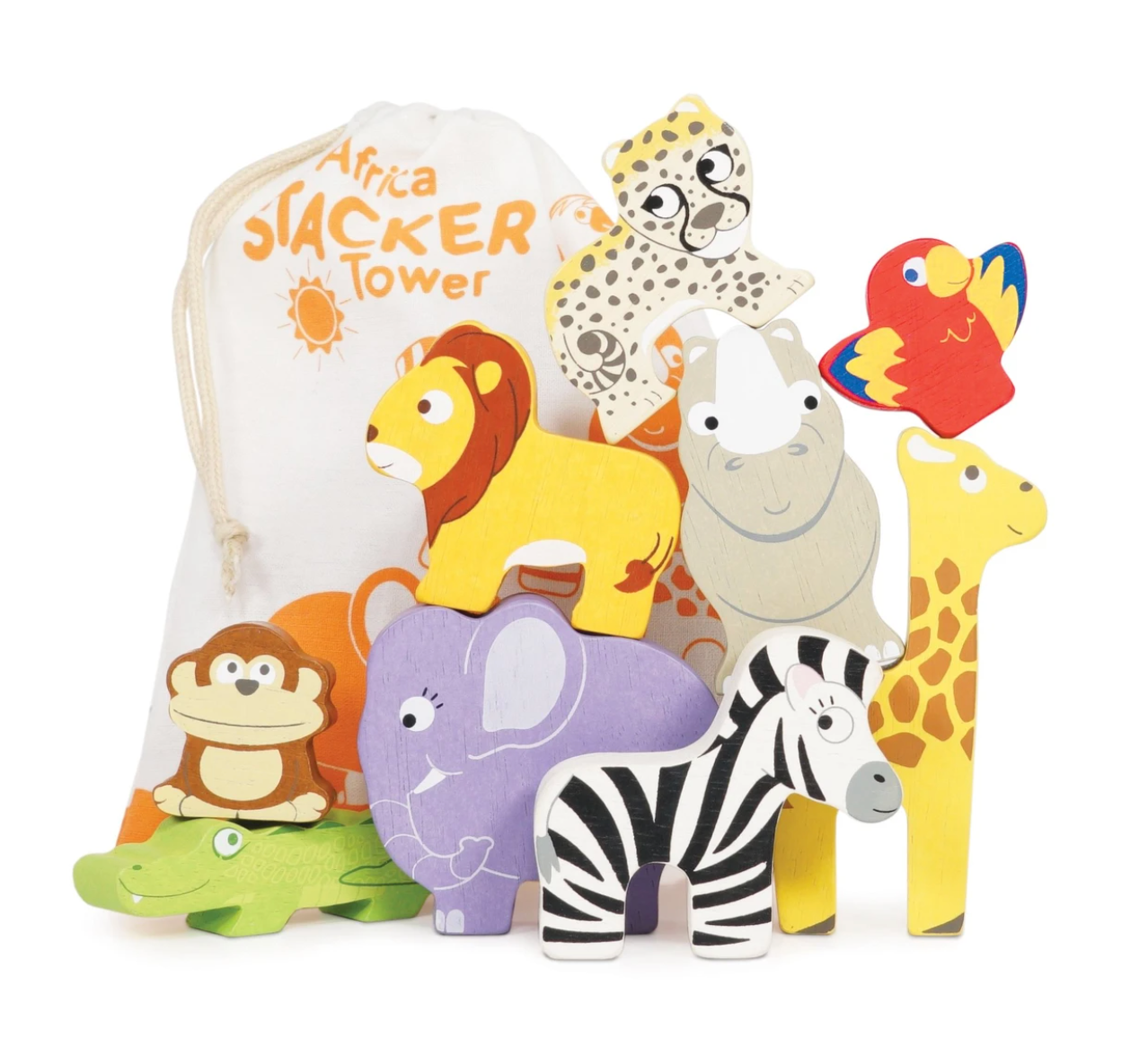 Wooden Africa Stacker and Bag