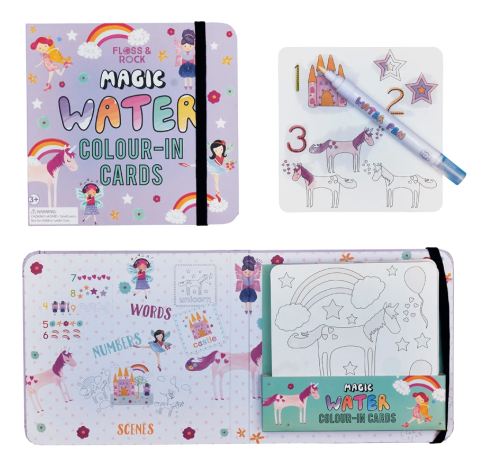Fairy Unicorn Magic Water Colour-In Cards