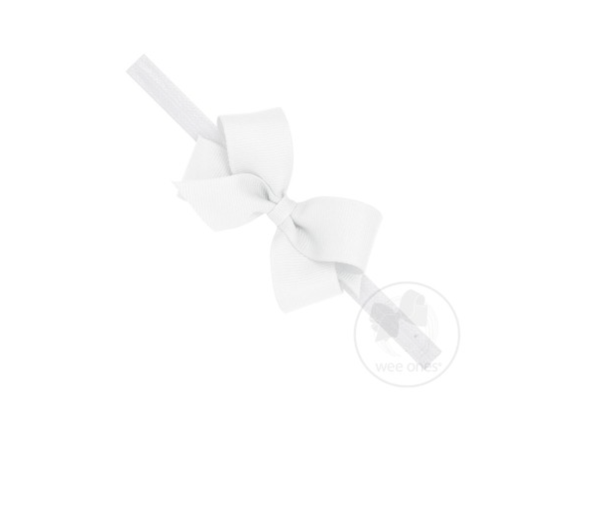 Mini White Bow on Baby Band