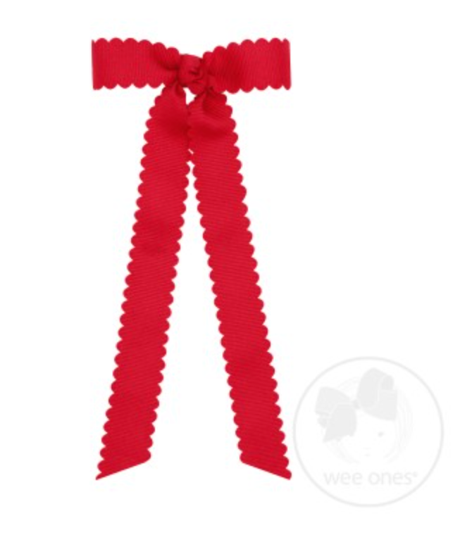 Mini Scalloped Edge Bow With Streamer Tails