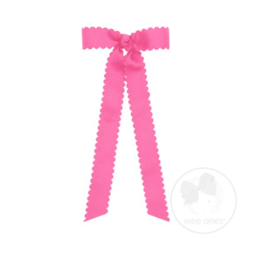 Mini Scalloped Edge Bow With Streamer Tails
