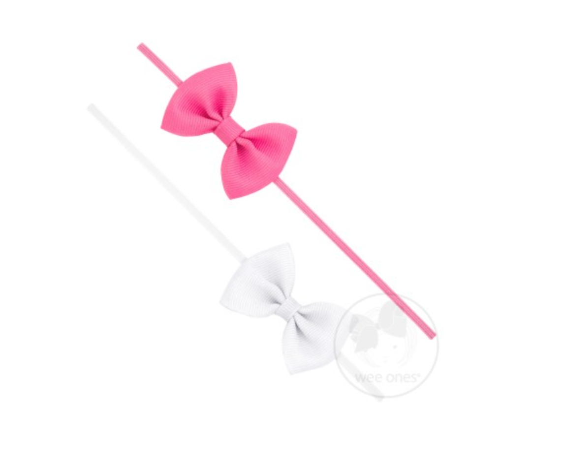 Two Pack Tiny Grosgrain Bowties on Matching Baby Band