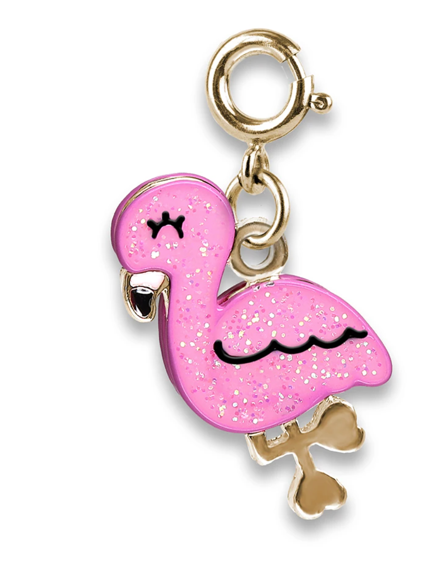 Charm - Gold Glitter Flamingo