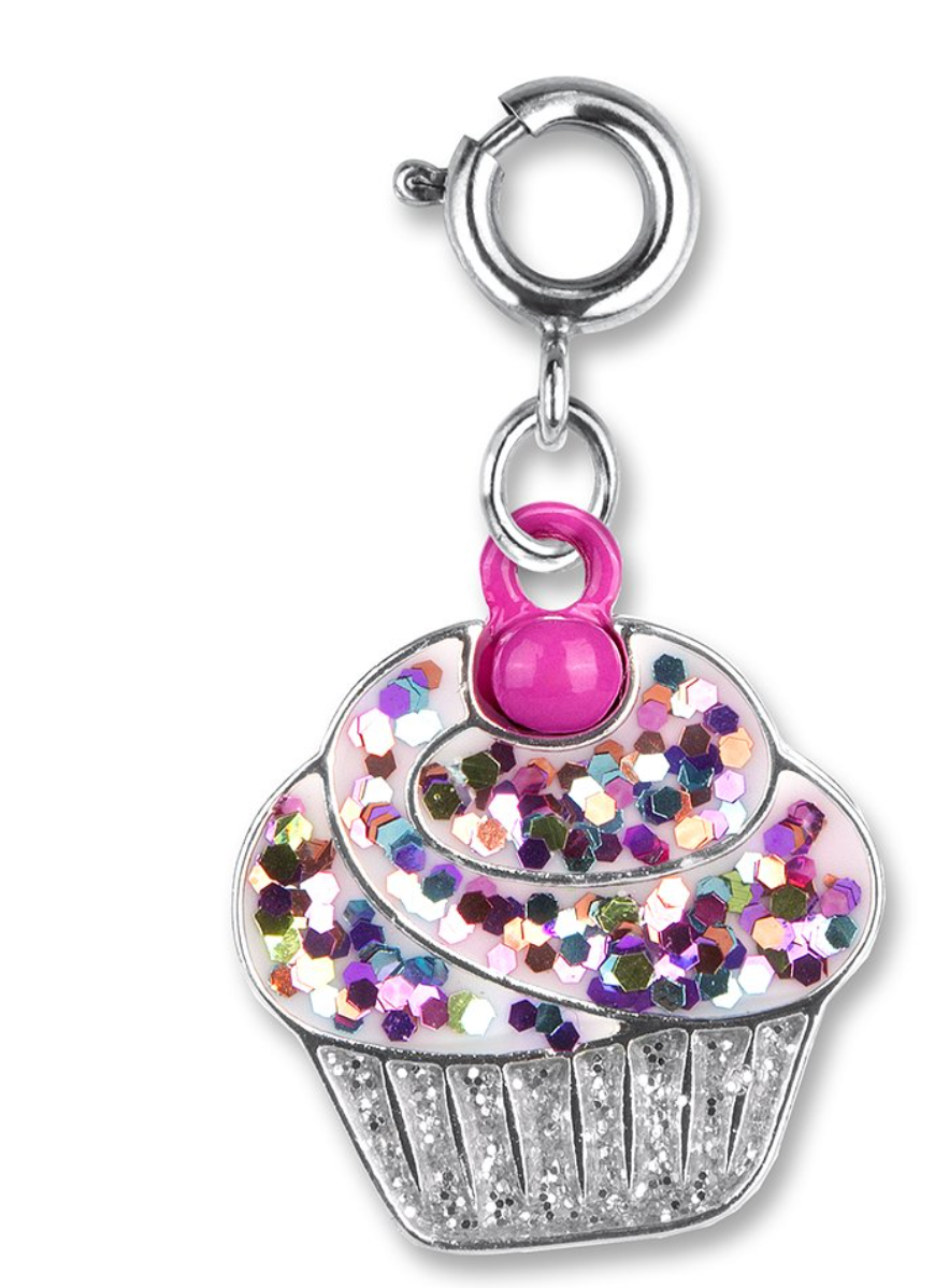 Charm - Silver Glitter Cupcake