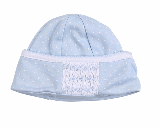 Layla and Lennox Smocked Hat Light Blue