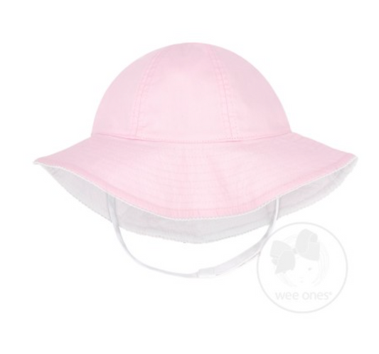 Girls Reversible Moonstitch Brim Pink Sun Hat