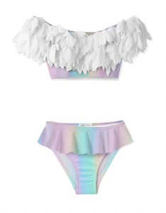 Rainbow Bikini with White Petals