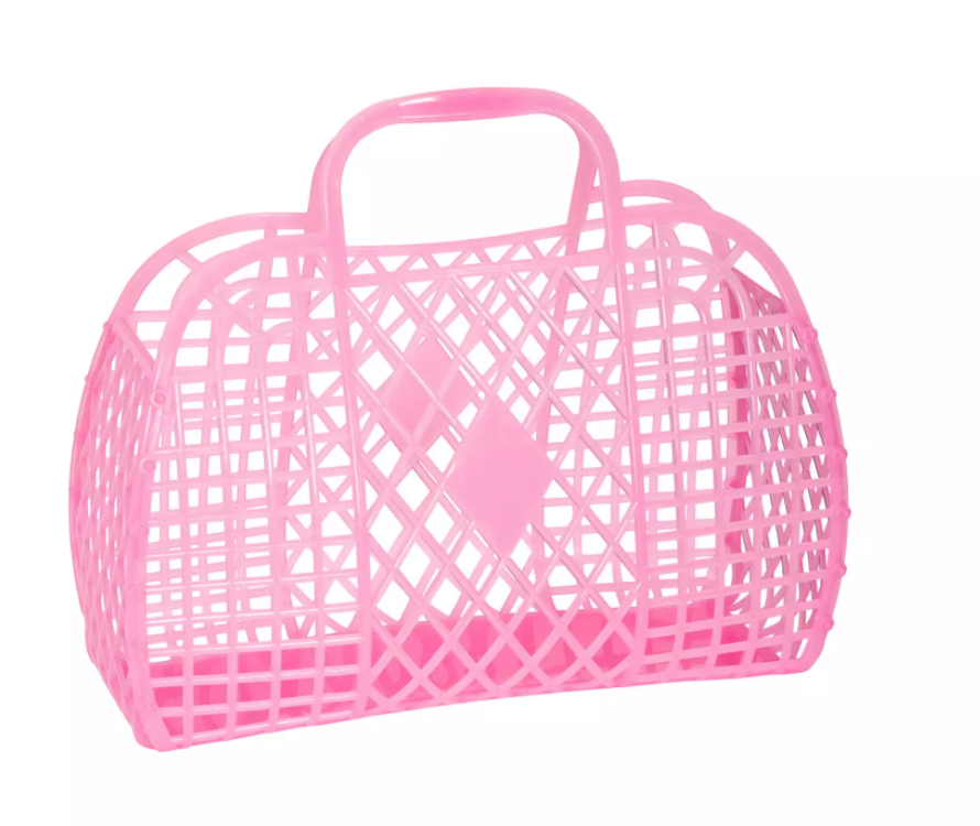 Retro Basket Small Neon Pink (Translucent)