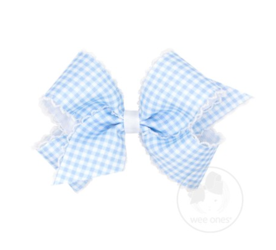 Medium Gingham Print With Moonstitch Trimmed Bow