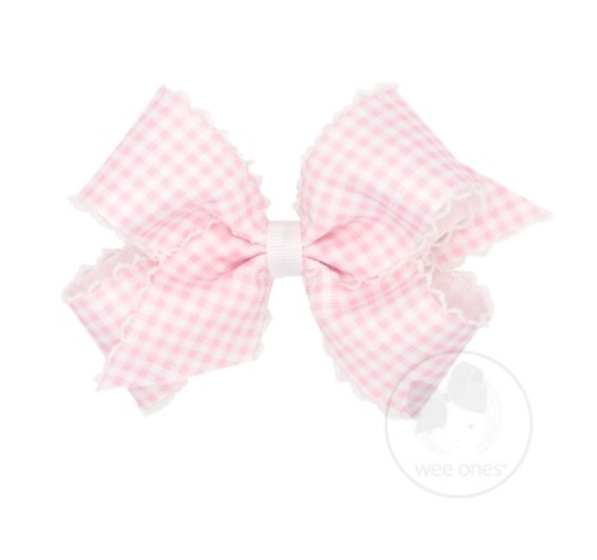 King Gingham Print With Moonstitch Trimmed Bow