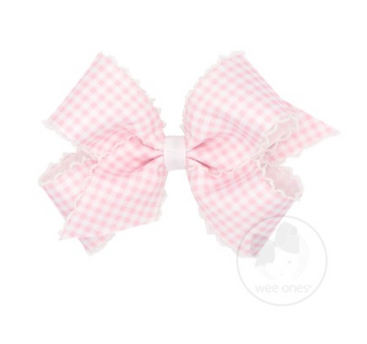 King Gingham Print With Moonstitch Trimmed Bow