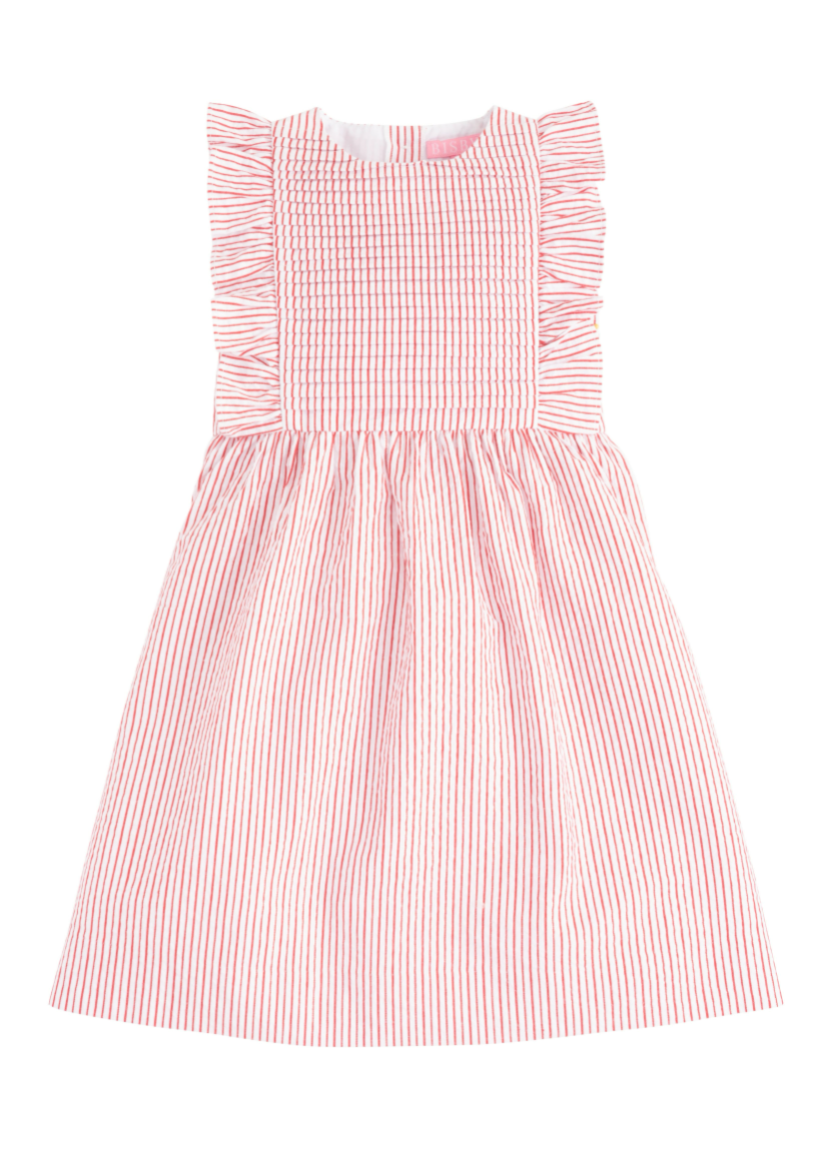 Saratoga Dress Red Sparkle Seersucker